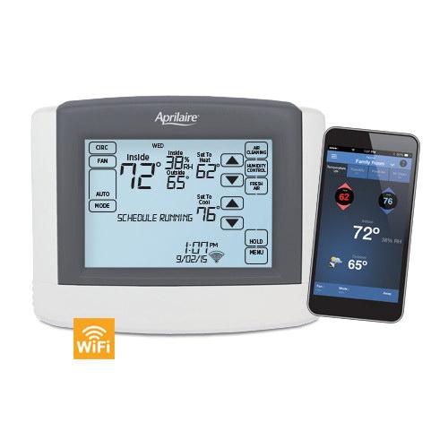 Aprilaire® 8620W Wi-Fi Thermostat With Humidity/Ventilation Control, 24 V, 2H/2C, 4H/2C-Stage, Hardwired, Gray/White