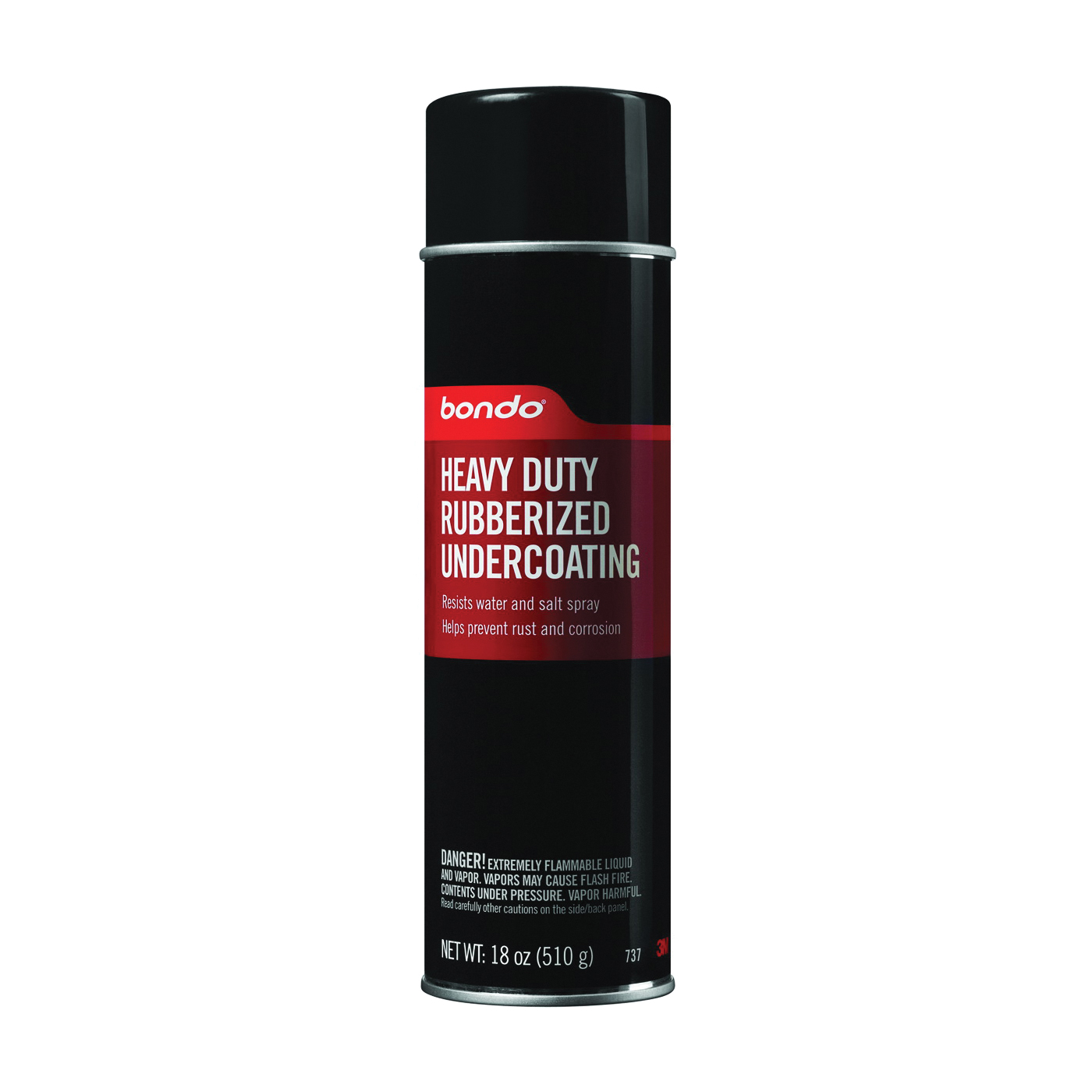 Bondo 737 Medium Rubberized Undercoat, 18 oz, Aerosol Can, Black, Thick
