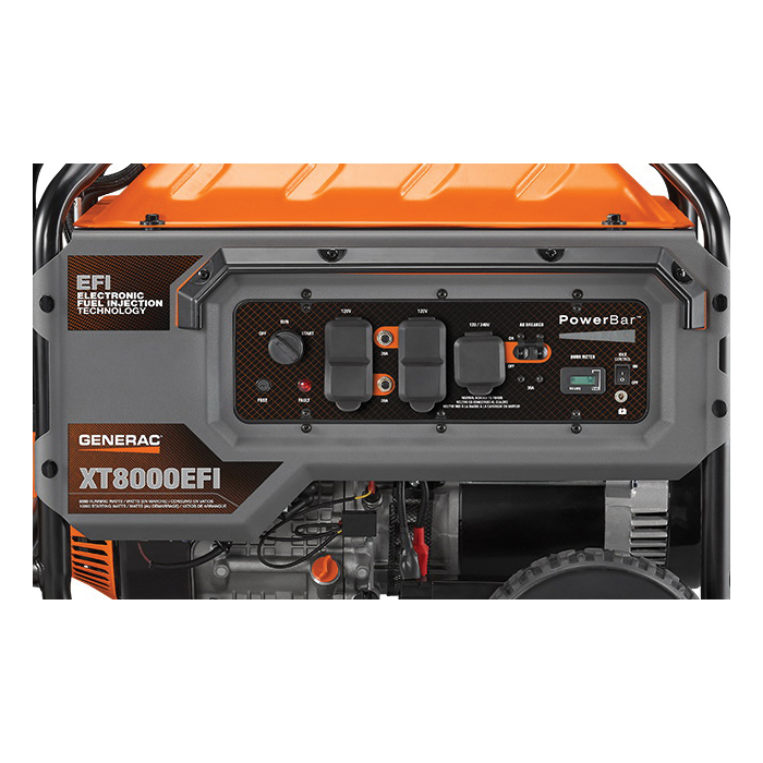 GENERAC XT8000EFI 7162 Portable Generator, 33.3/66.6 A, 120/240 VAC